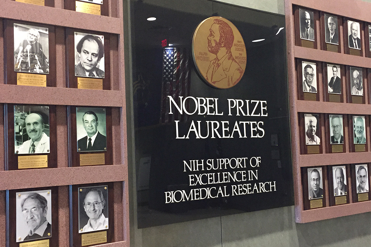 The Nobel Prize Laureates Hall at the National Institutes of Health (NIH) Visitor Center.