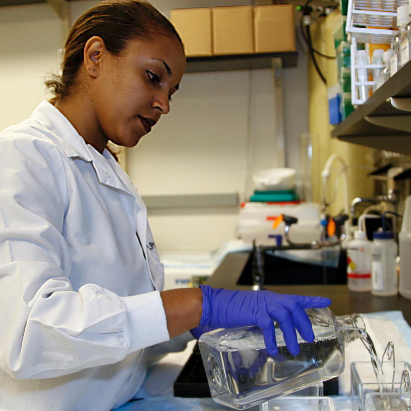 Female researcher in the lab.