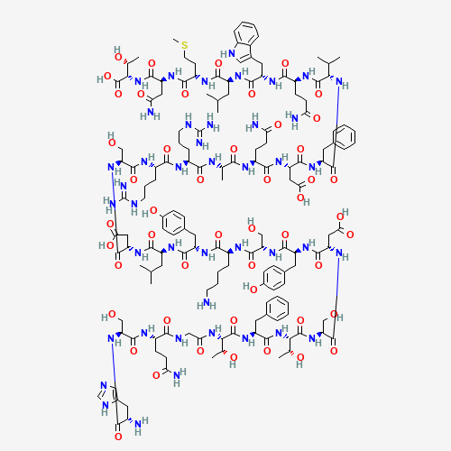 A 2D depiction of the chemical structure of glucagon