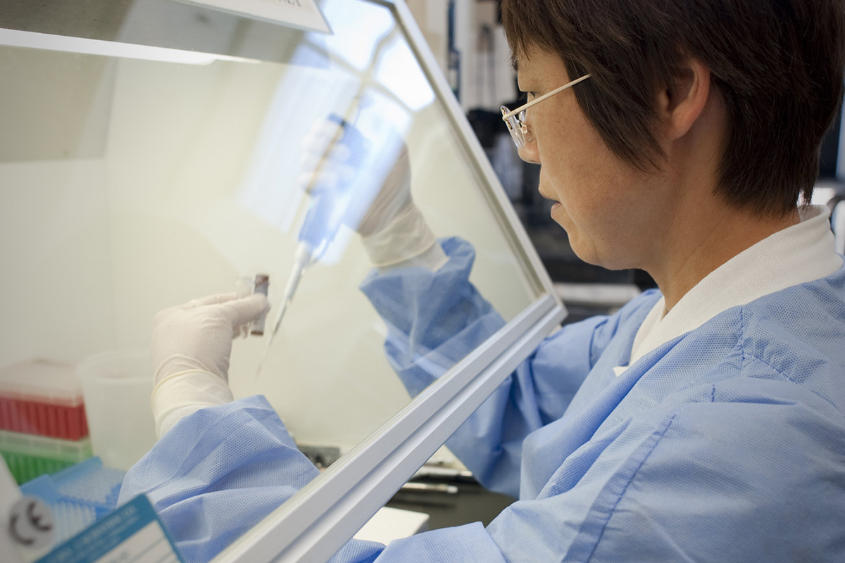 A scientist in the Vaccine Research Center at NIH