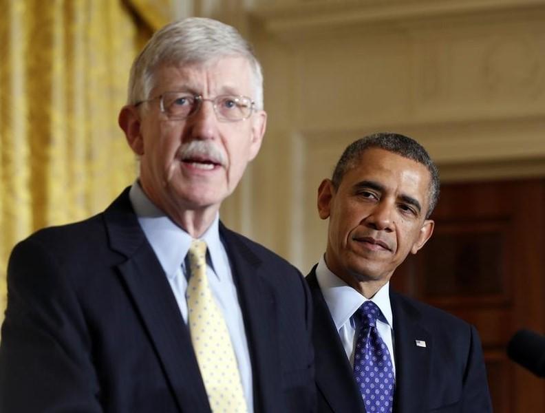 Photo of Dr. Francis Collins and President Barak Obama