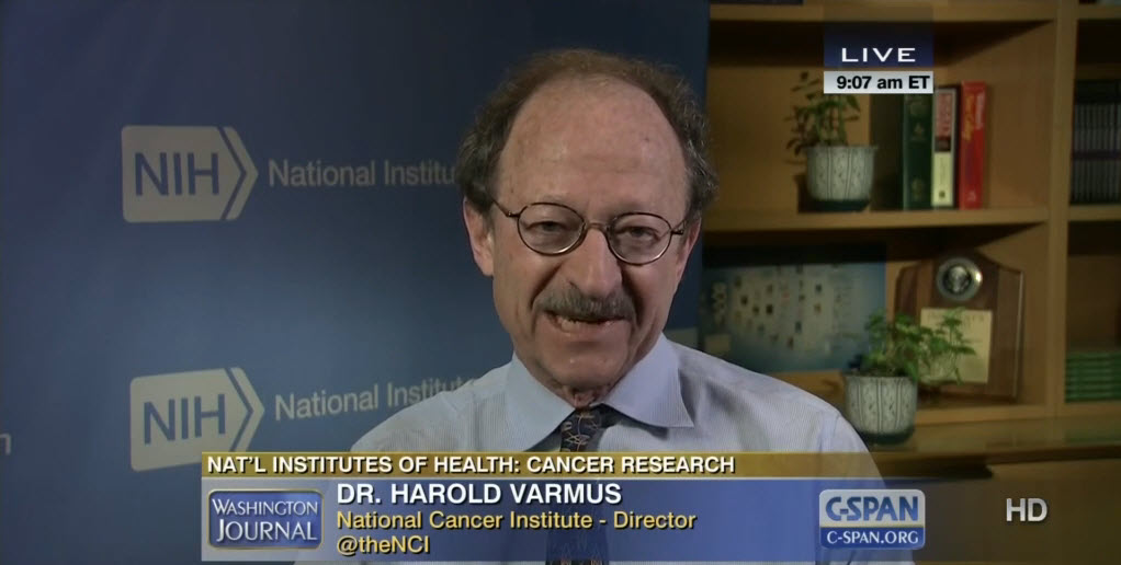 video screenshot of Dr. Harold Varmus.