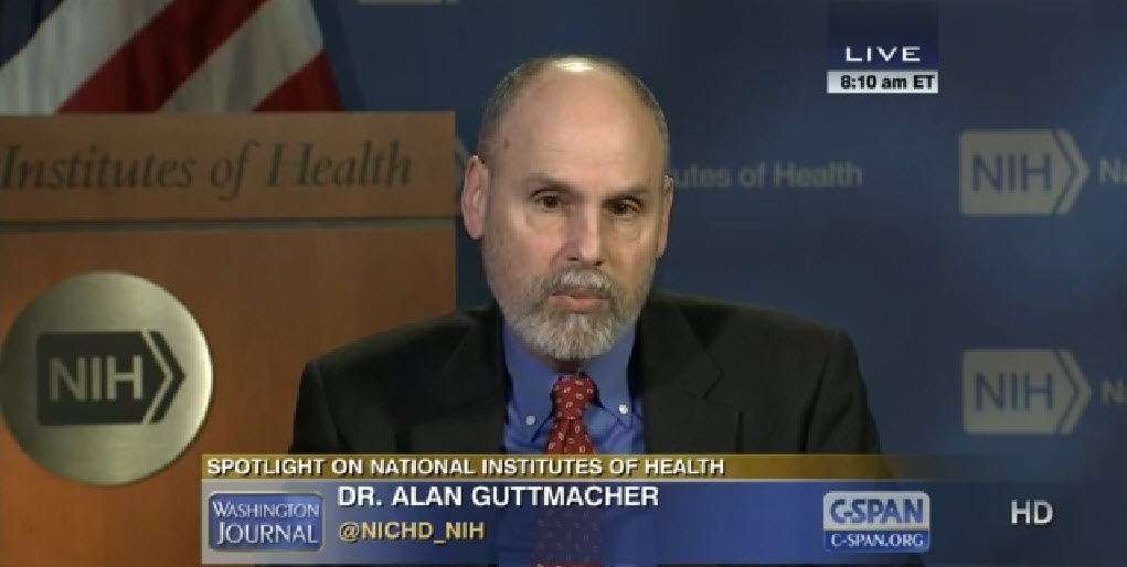 video screenshot of Dr. Alan Guttmacher.