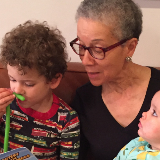 Adine Usher with her grandchildren