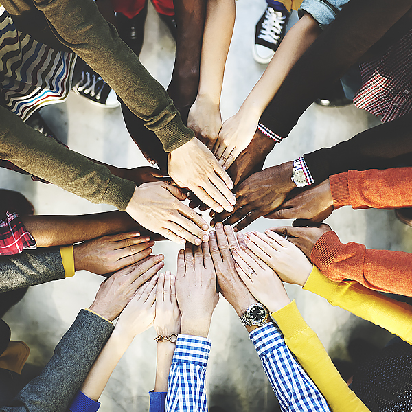 A group of diverse hands together
