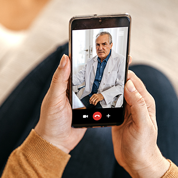 A patient having a video session with a doctor