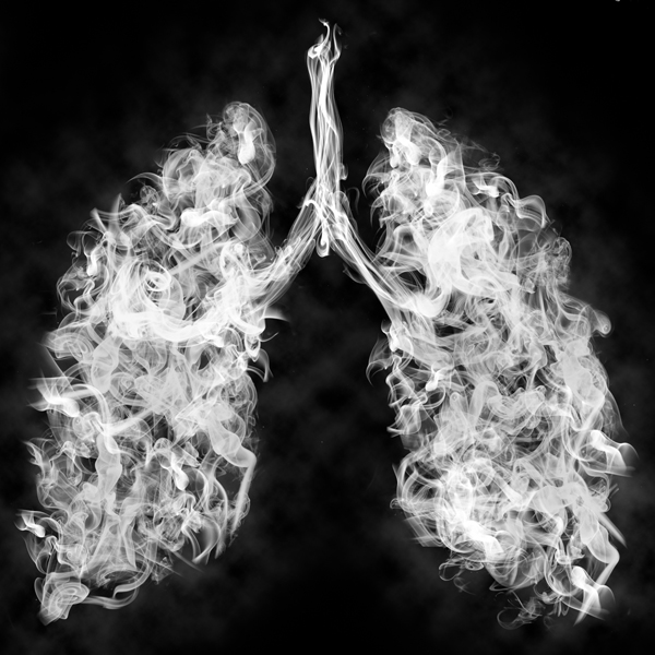 Vapor in the shape of lungs