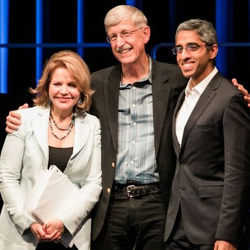 Renee Fleming, NIH Director Francis Collins, and former U.S. Surgeon General Vivek Murthy