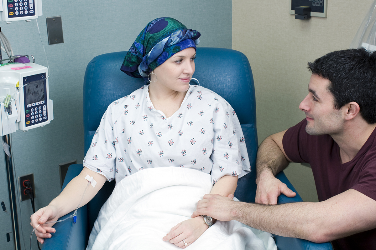 Patient receiving chemotherapy.
