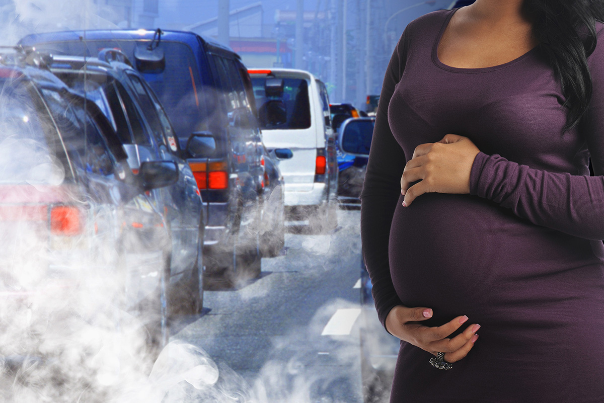 Image of pregnant woman and traffic