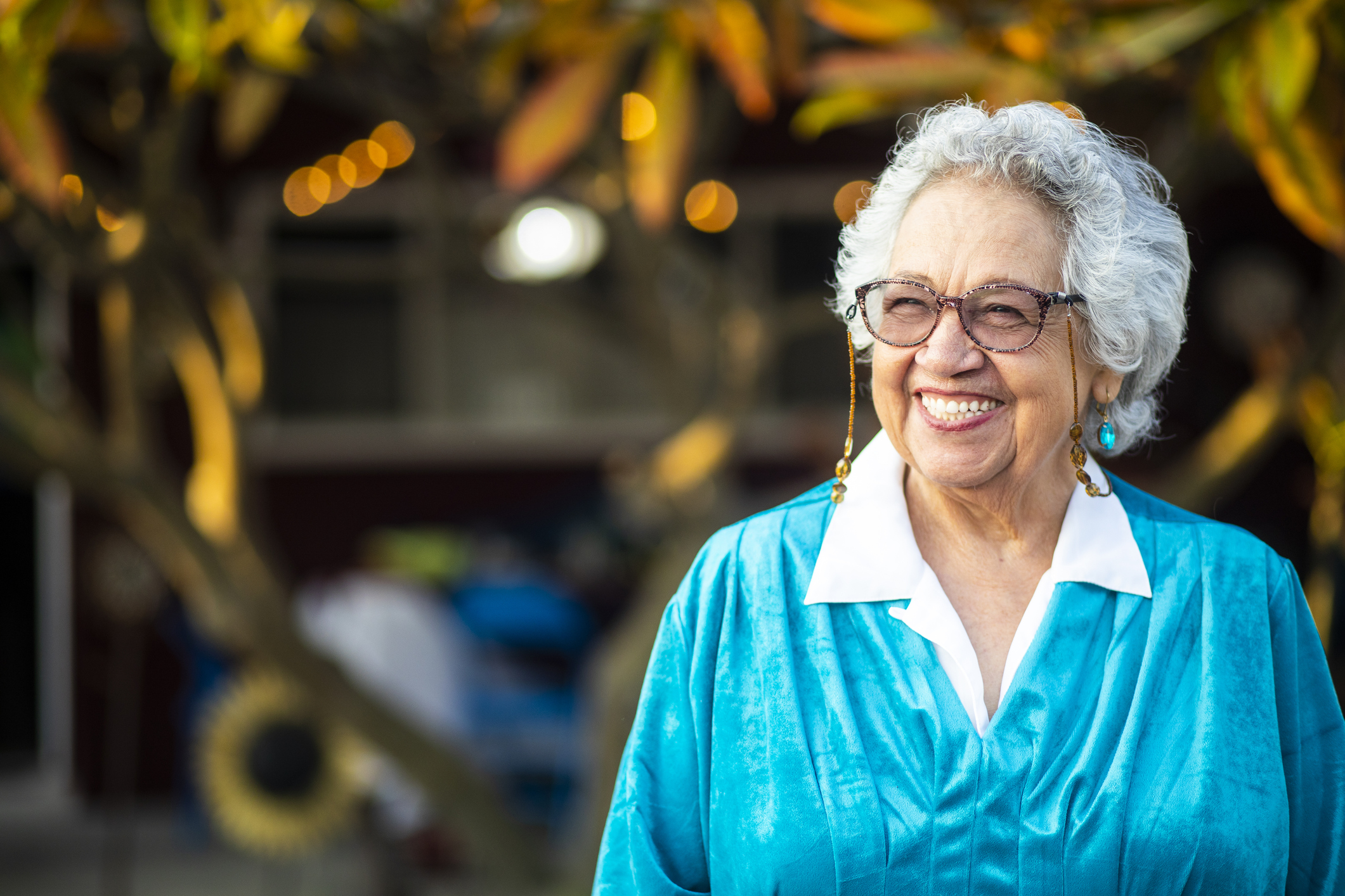 A smiling mexican woman.