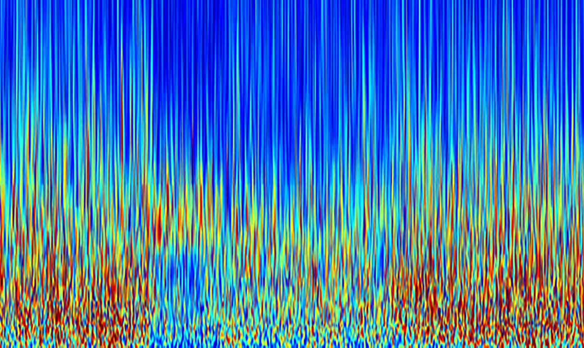 Scans of mouse brain serotonin levels during different stages of sleep and wakefulness. Thick red and yellow streaks represent lower levels while thin ones represent higher levels.