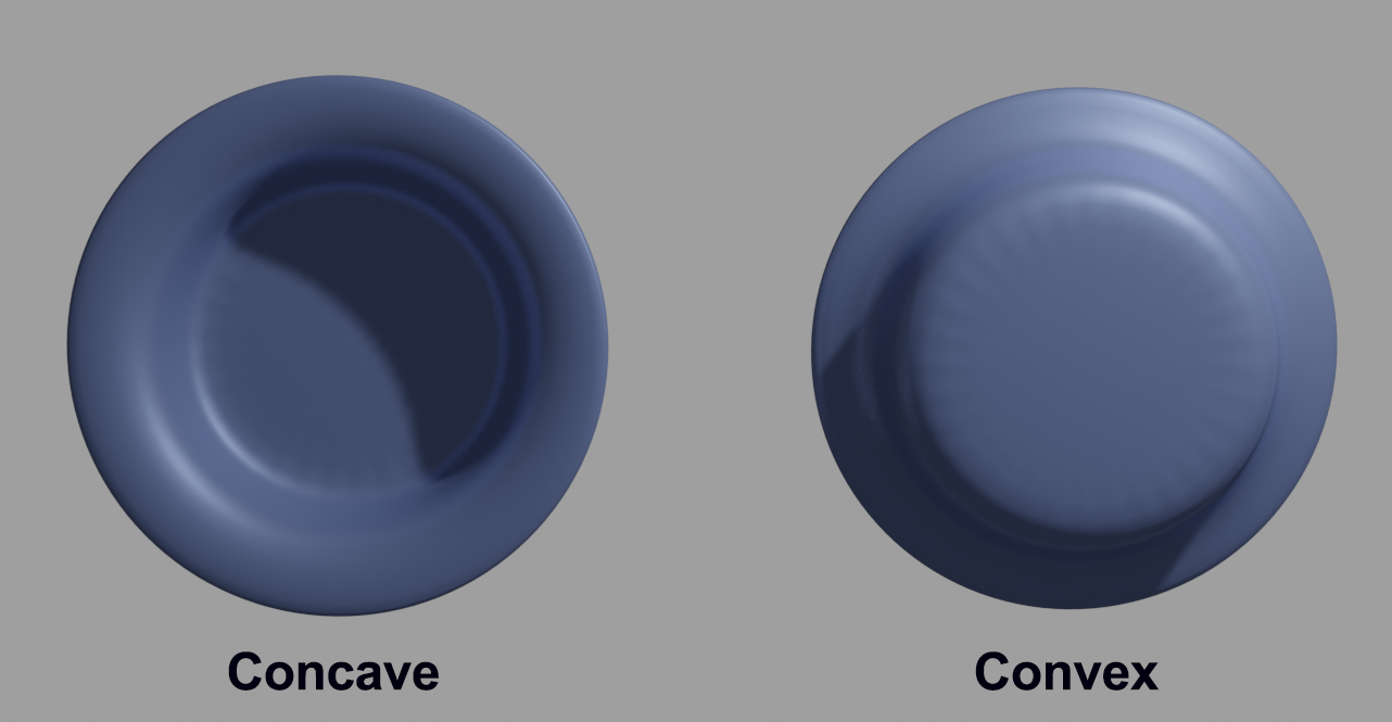 Side-by-side comparison of concave and convex objects