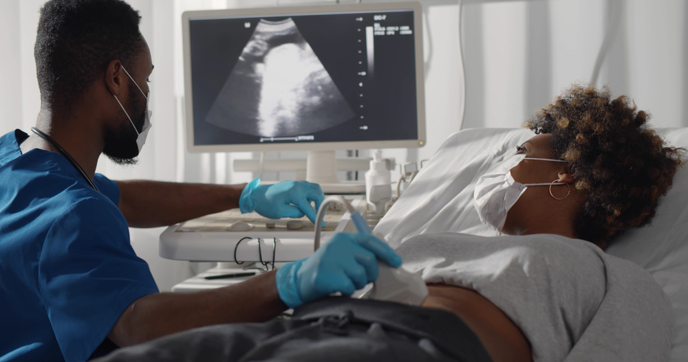 A woman getting a sonogram