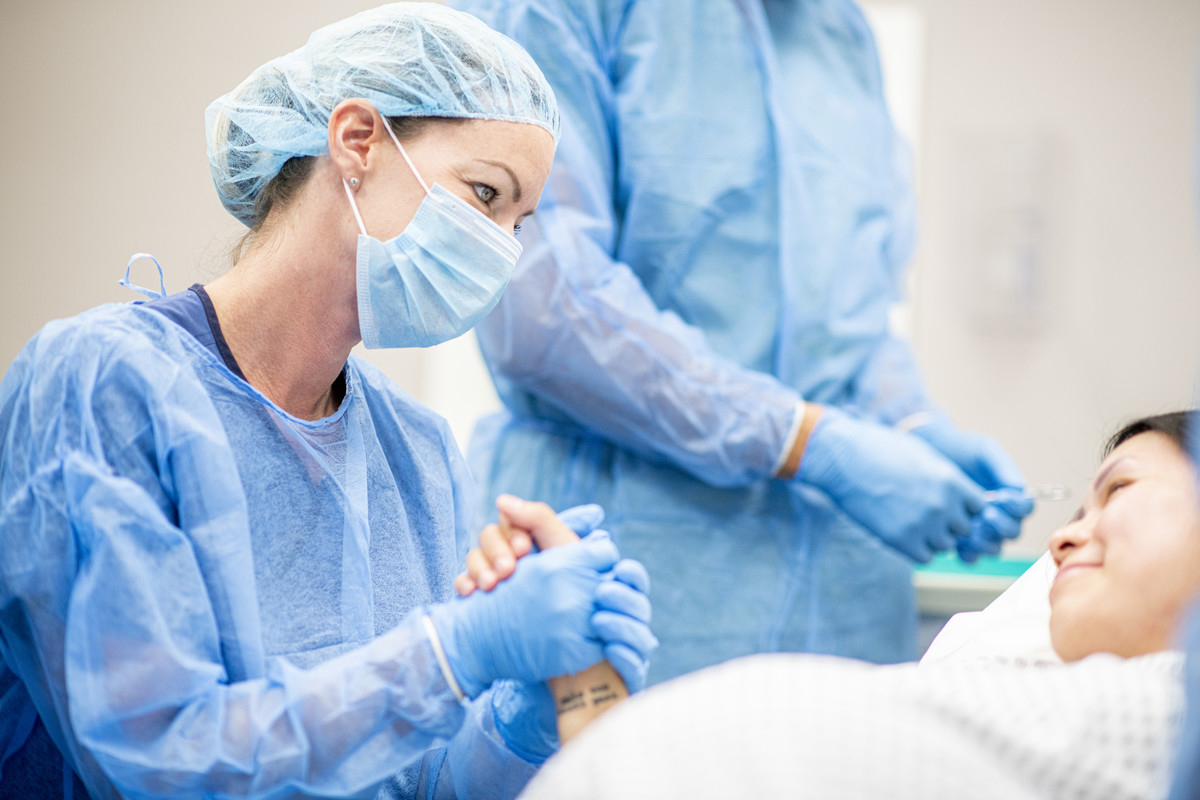 A woman having a csection.