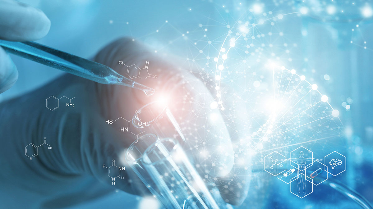 Illustration of a hand holding a pipette