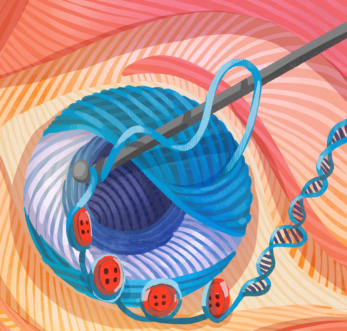 Abstract illustration of cell differentiation during retinal organoid development