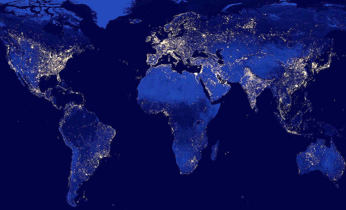 Lights on Earth at night