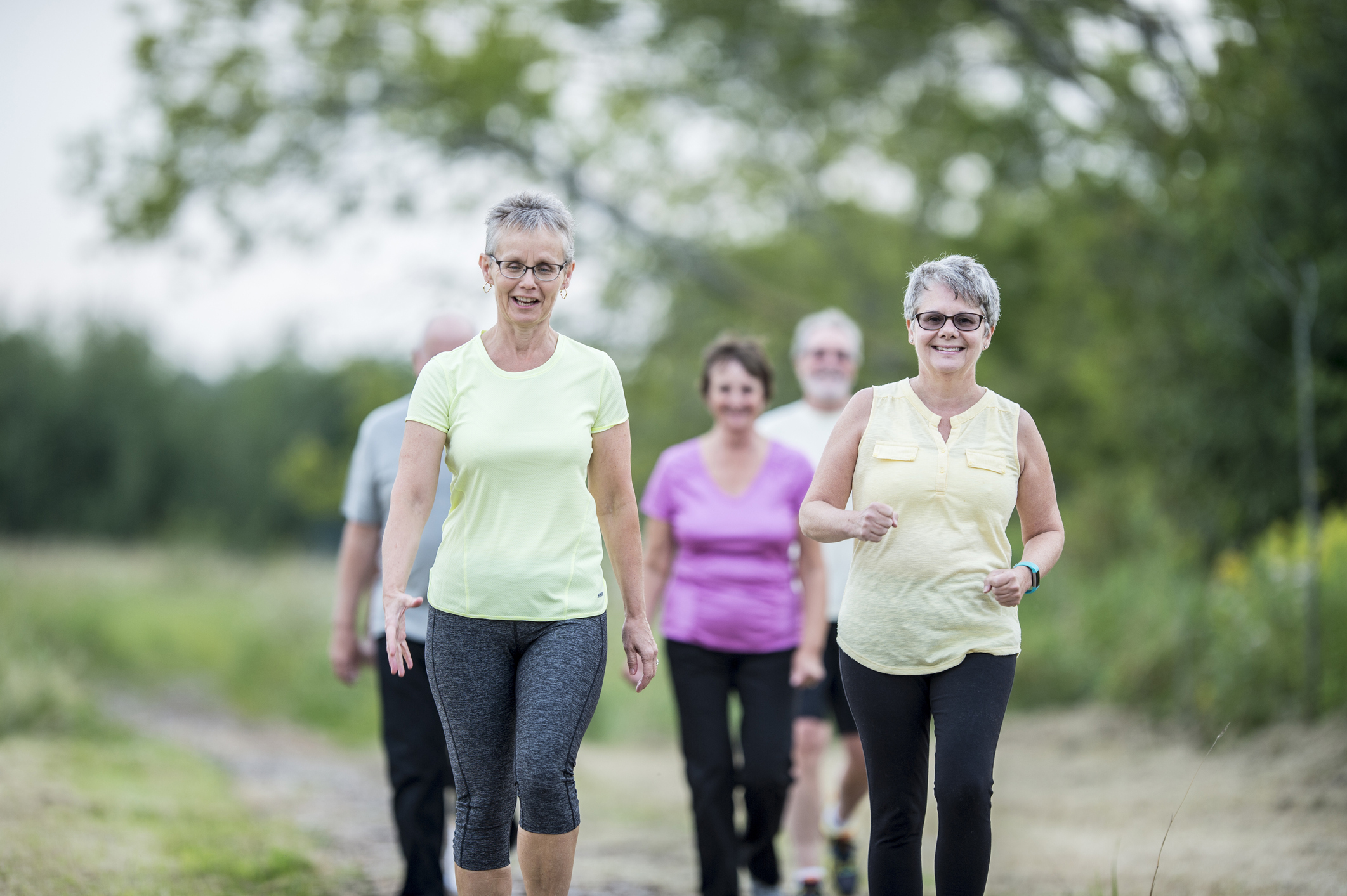 Women walking in a park