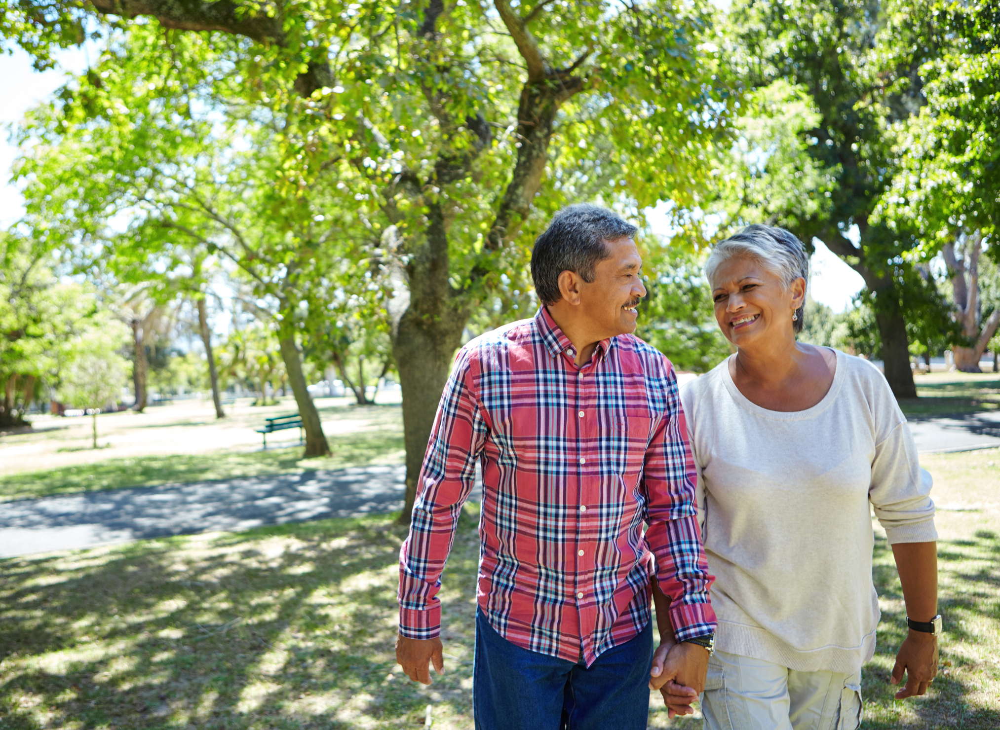 Adult couple walking outdoors