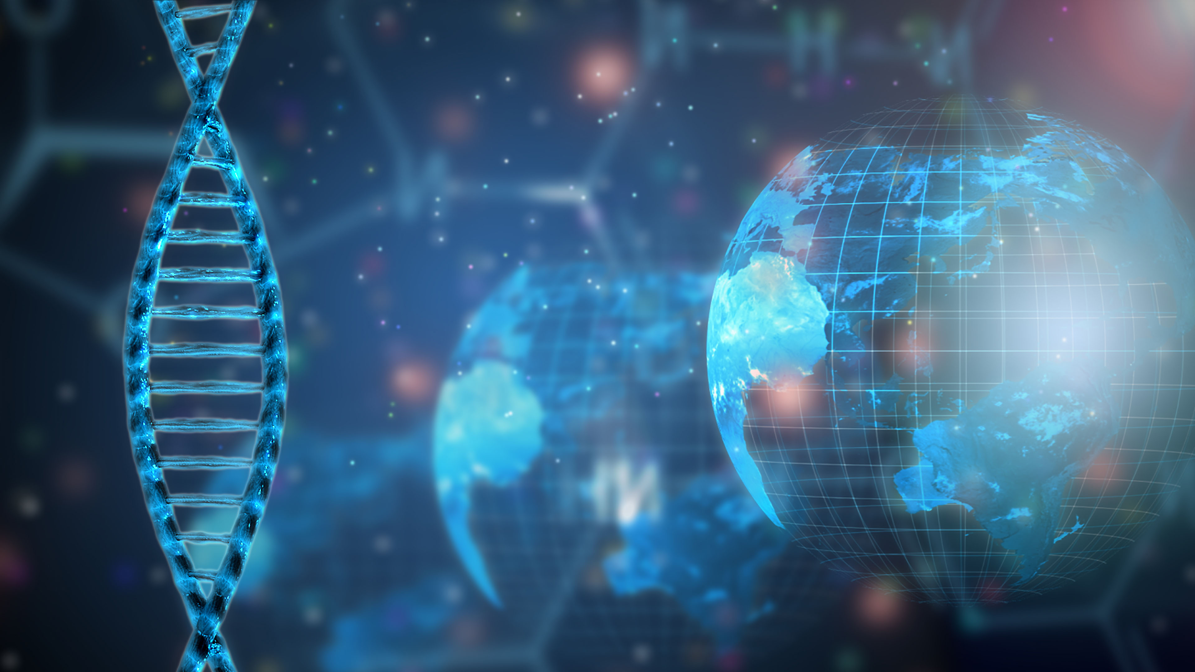 Illustration of DNA strands and globe