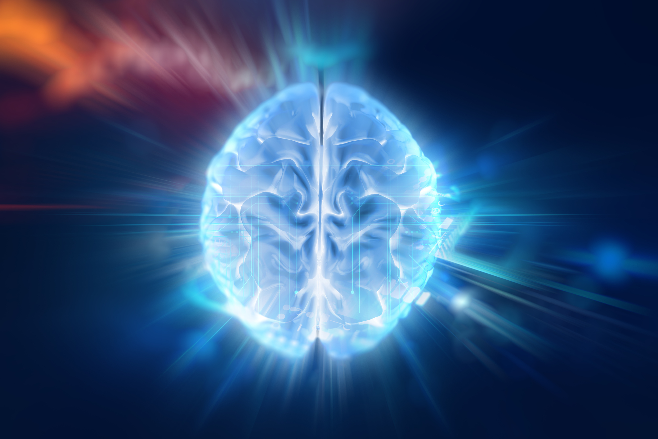 Illustration of brain on abstract background