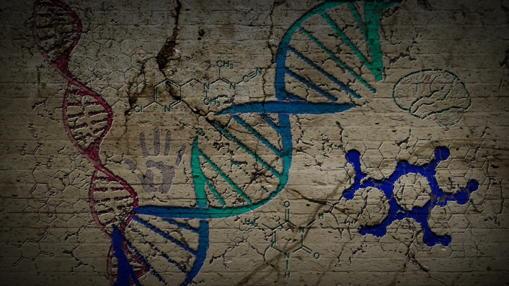 DNA and other molecules painted on an ancient wall