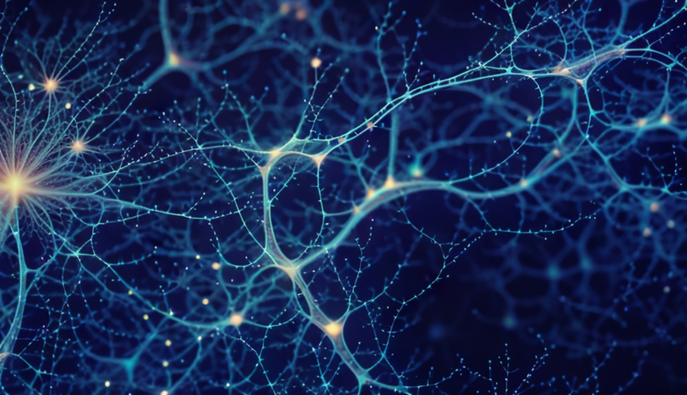Illustration of abstract neuron on a blue background. Illustration of abstract neuron on a blue background.