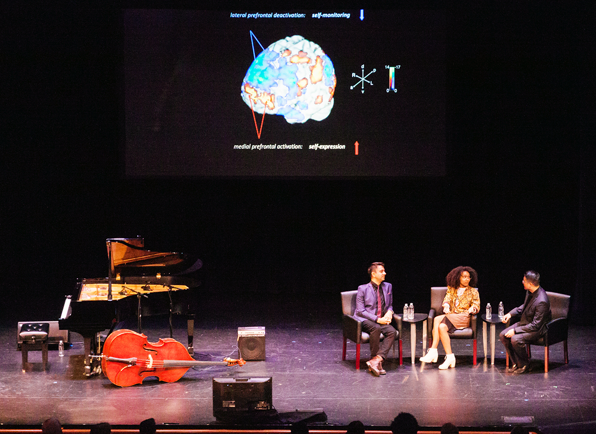 Dr. Aniruddh Patel speaking at the Kennedy Center.