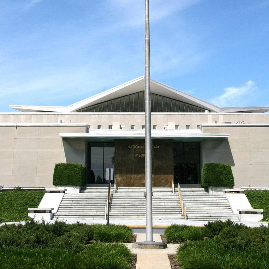 Front steps of National Library of Medicine