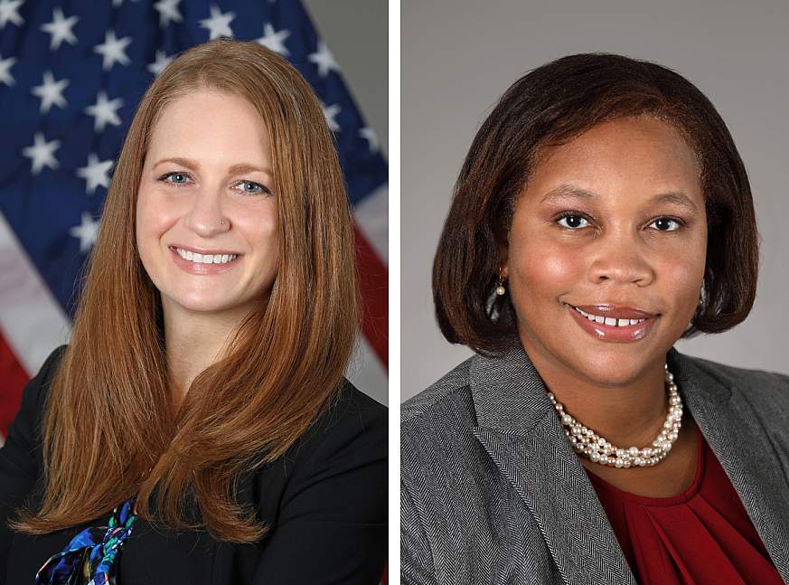 Tara A. Schwetz, Ph.D. (left), and Courtney F. Aklin, Ph.D. (right) Portraits of Tara A. Schwetz, Ph.D. (left), and Courtney F. Aklin, Ph.D. (right)