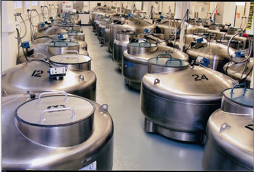 Cryogenic storage tanks at the Coriell Institute for Medical Research