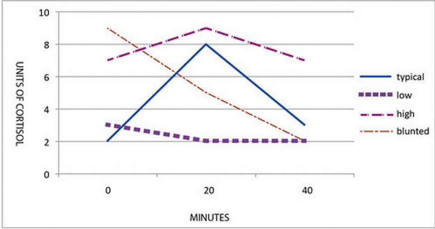 Chart showing variation in cortisol levels among participants.