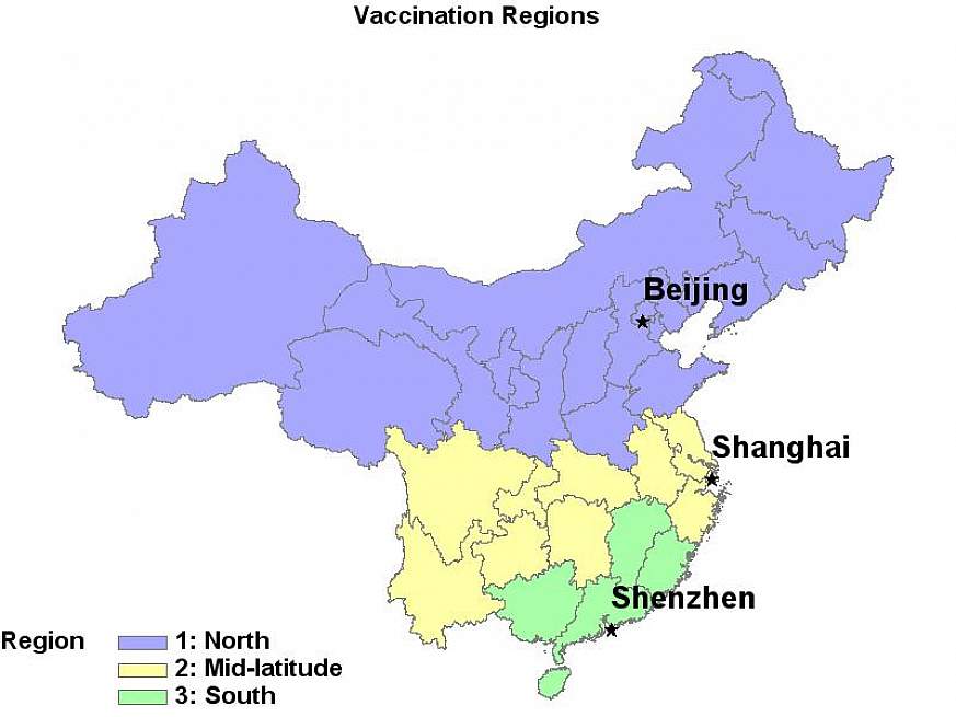 A map of influenza vaccination campaigns in China