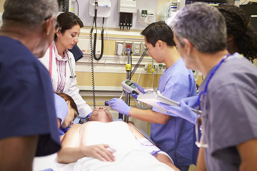 Medical Team Working on a Patient in the Emergency Department.