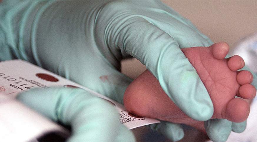 An image of an infant blood draw