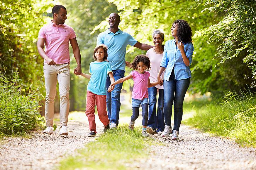 Image of a family walking