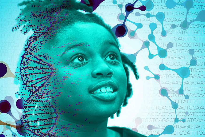 Image of young child with double helix