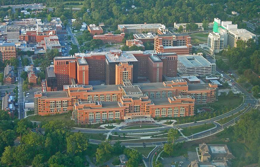 Aerial image of the NIH Clinical Center