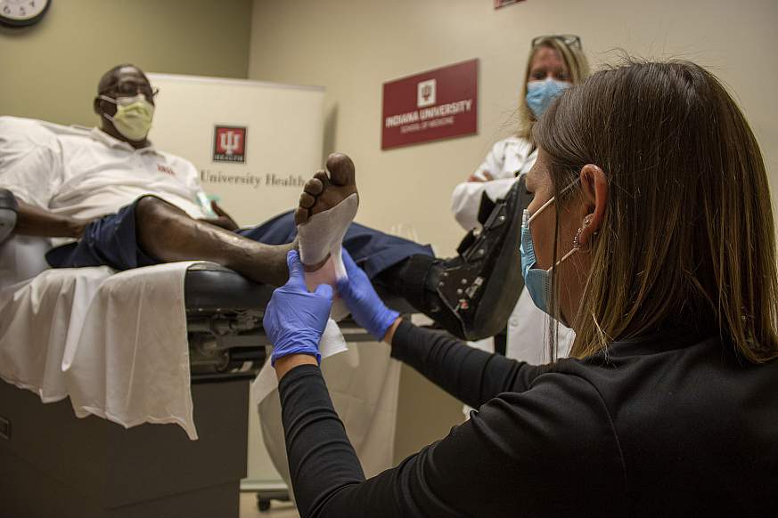 Image of patient on exam table