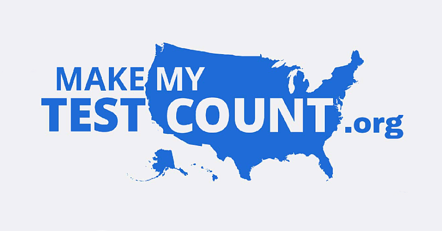 Blue USA graphic with URL makemytestcount.org