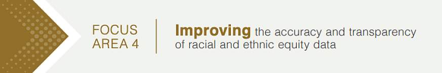 Header for UNITE Focus Area 4: Improving the Accuracy and Transparency of Racial and Ethnic Equity Data