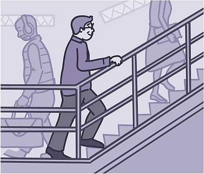 Illustration of people taking the stairs