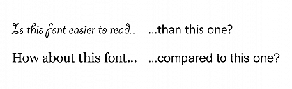 Comparison of several decorative, serif, and sans-serif font styles for legibility.