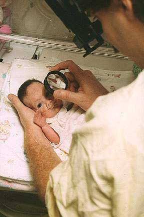 Newborn eye exam.