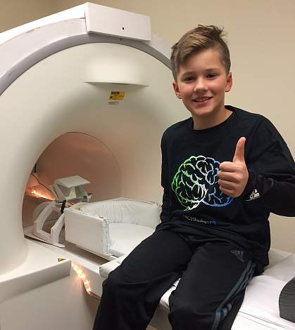 Child preparing for MRI scan.