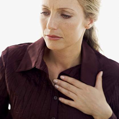 photo of a woman with chest pain