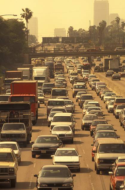 A congested and polluted city highway