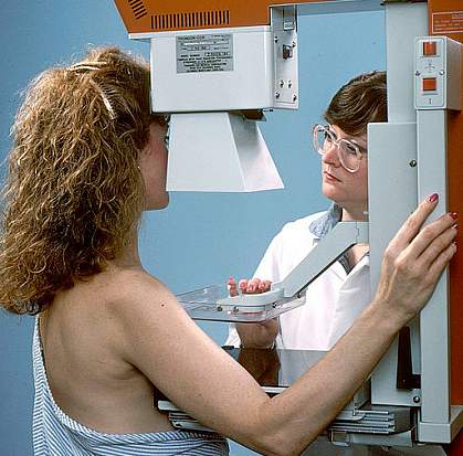 Photo of female patient getting a mammogram