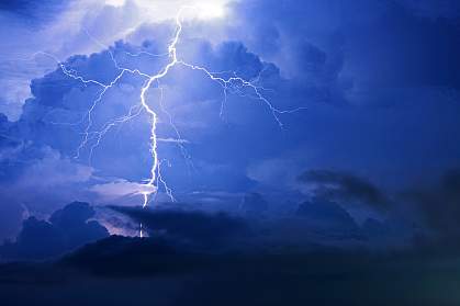 A stormy sky with lightning